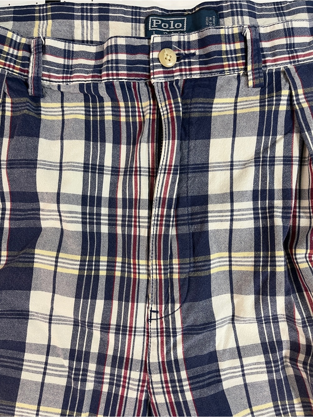 Ralph Lauren Polo Plaid Flat-Front Shorts in Navy, Tan Men’s 38 Tyler Shorts